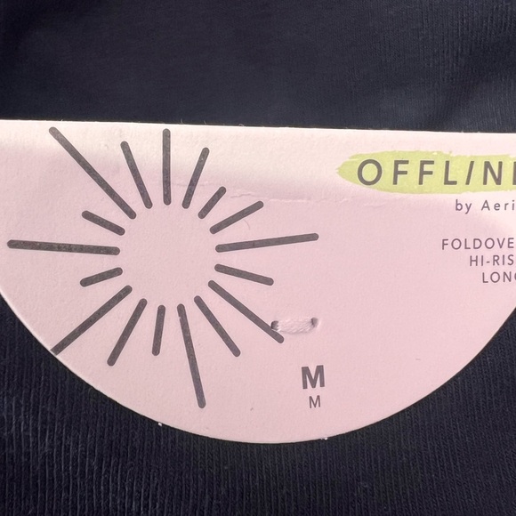 Aerie Offline OG Super Flare High Rise Fold Over Leggings Black Medium Long NWT - Picture 5 of 5